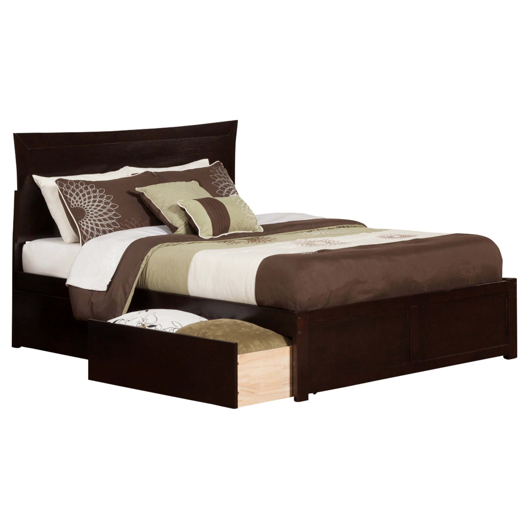 Metro King Flat Panel Foot Board Bed - 2 Drawers, Espresso 