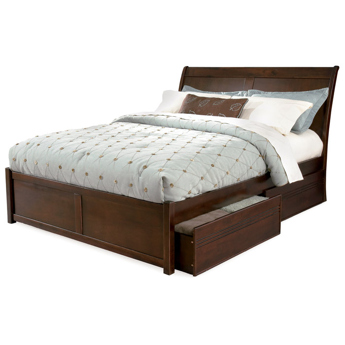 Bordeaux Platform Bed w/ Flat Panel Footboard and Drawers 