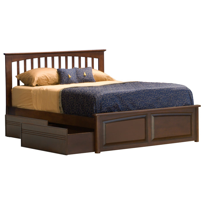 Brooklyn Bed w/ Raised Panel Footboard and Flat Panel Drawers 