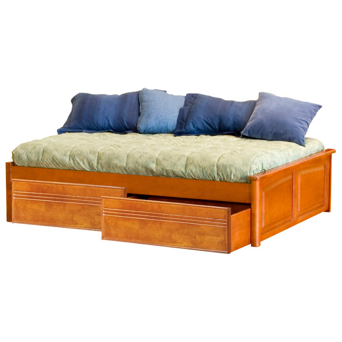 Concord Platform Bed w/ Raised Panel Footboard and Flat Panel Drawers 