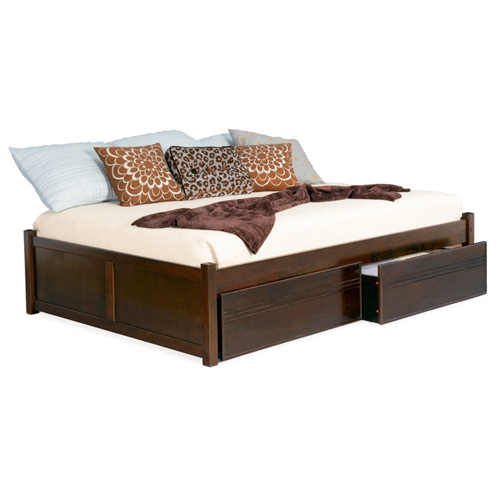 Concord Platform Bed w/ Flat Panel Footboard and Drawers 