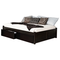 Concord Platform Bed w/ 2 Flat Panel Footboards and Flat Panel Drawers in Espresso 