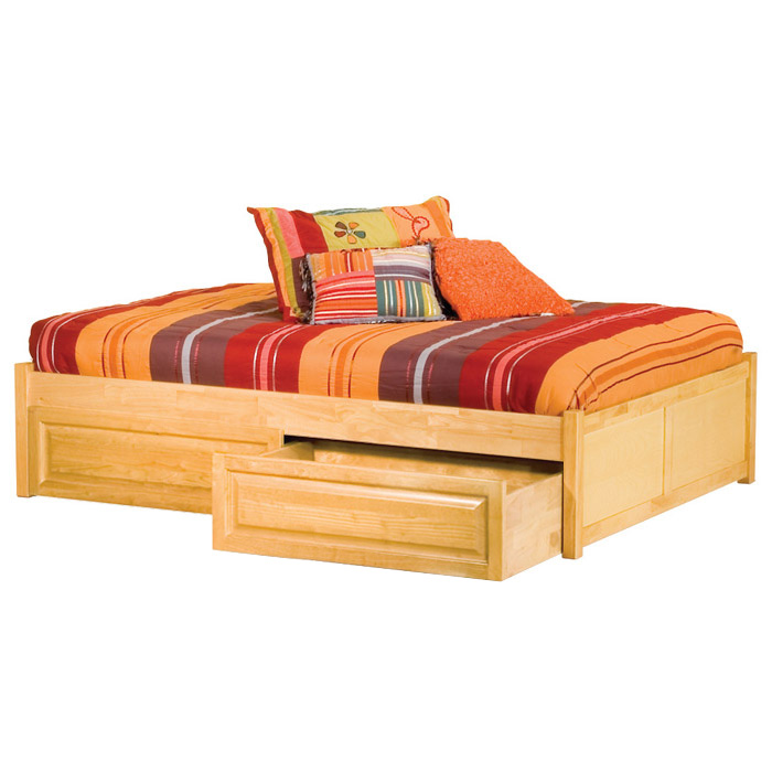 Concord Platform Bed w/ Flat Panel Footboard and Raised Panel Drawers 