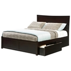 Miami Platform Bed w/ Flat Panel Footboard and Drawers in Espresso