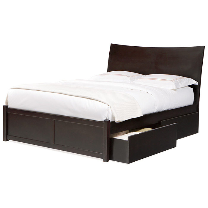 Milano Platform Sleigh Bed w/ Flat Panel Footboard and Drawers 