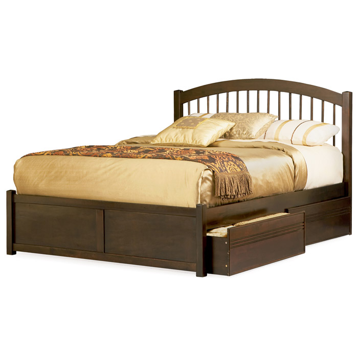 Windsor Platform Bed w/ Flat Panel Footboard and Drawers 