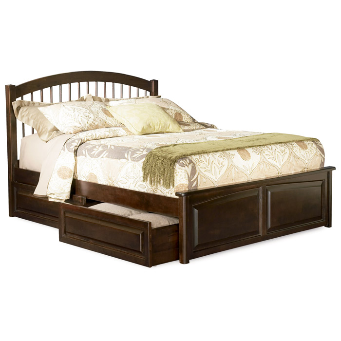 Windsor Platform Bed w/ Raised Panel Footboard and Storage Drawers 