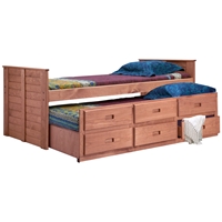 Twin Panel Bed - 3-Drawer Trundle, Mahogany Finish 