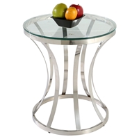 Double Ring Lamp Table - Clear Top, Stainless Steel 