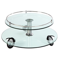 Coffee Table - Swivel Top, Chrome Supporter, Clear 