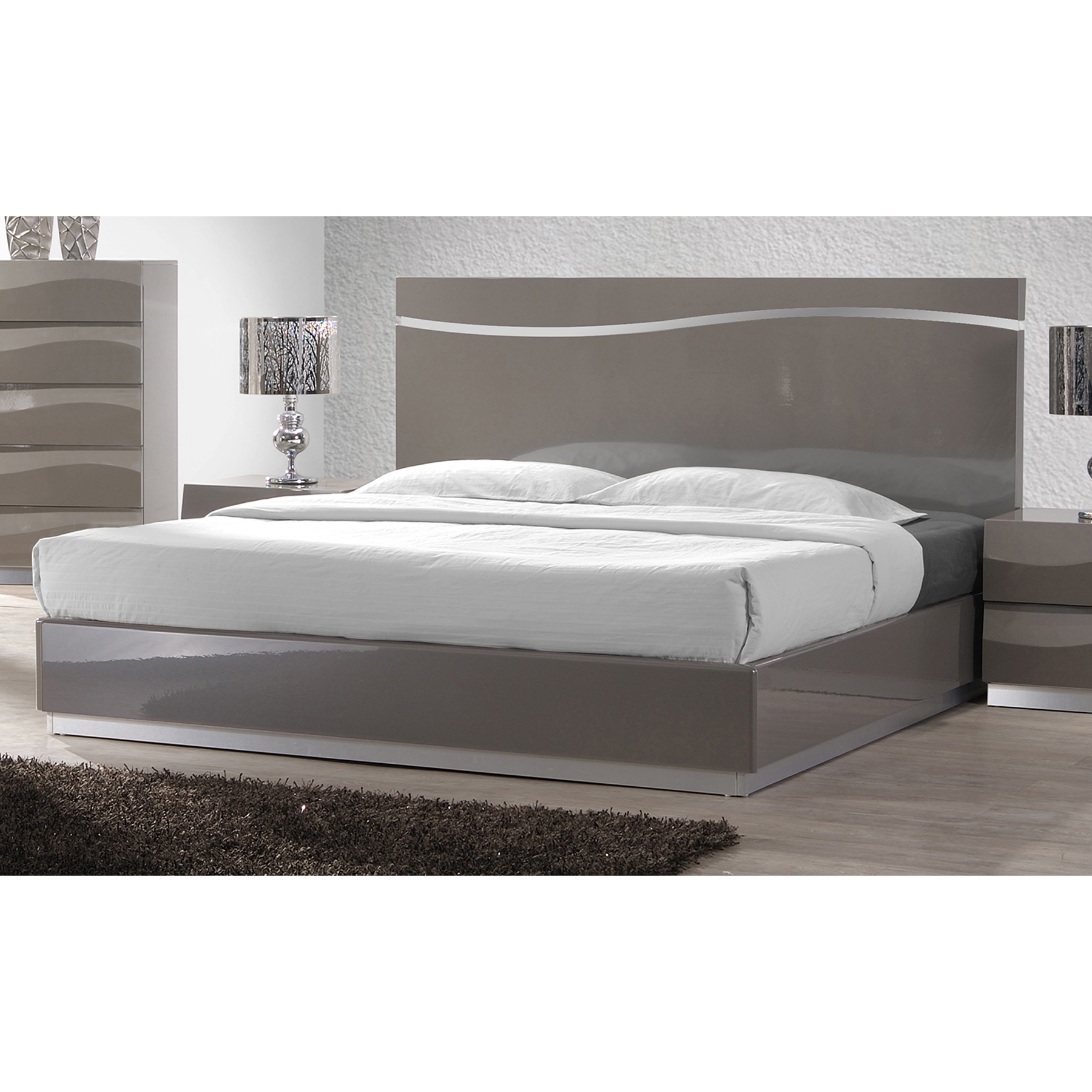 Delhi Platform Bed - High Gloss Gray 