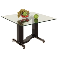 Fenya Square Lamp Table - Glass Top, Black and Chrome Base 