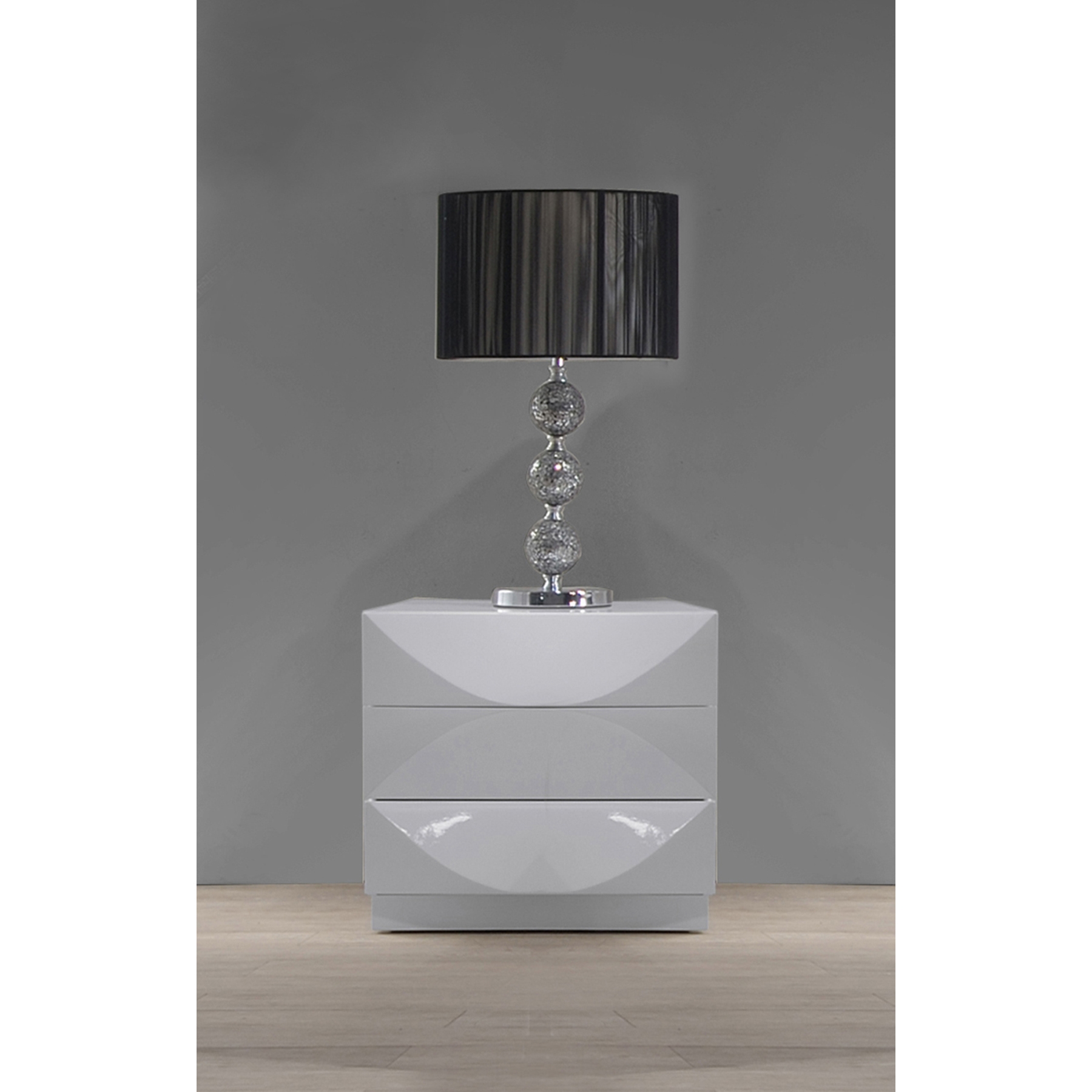 Paris Nightstand - Gloss White, 3 Drawers 