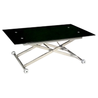 Sherry Cocktail Table - Adjustable Height, Black, Chrome 