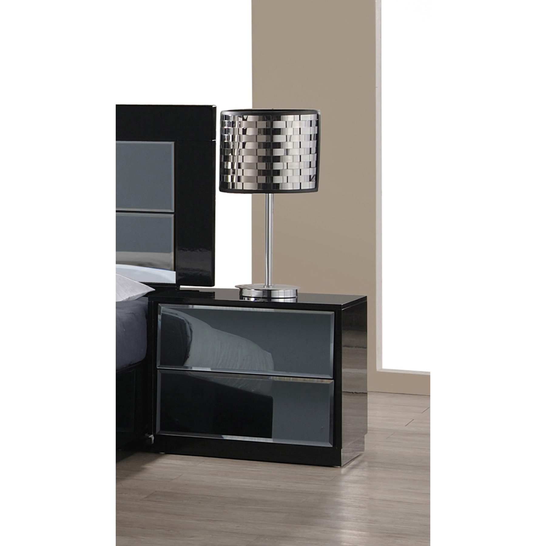 Vinice Nightstand - 2 Drawers, Black 