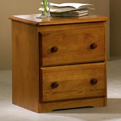 Isaac Wooden Nightstand - 2 Drawers, Honey Finish 