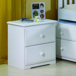 Isobel Wooden Nightstand - 2 Drawers, White Finish 