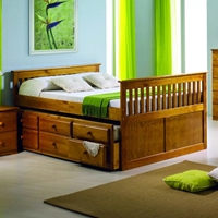 Gershwin Full Mission Trundle Bed - Round Knobs, Honey 