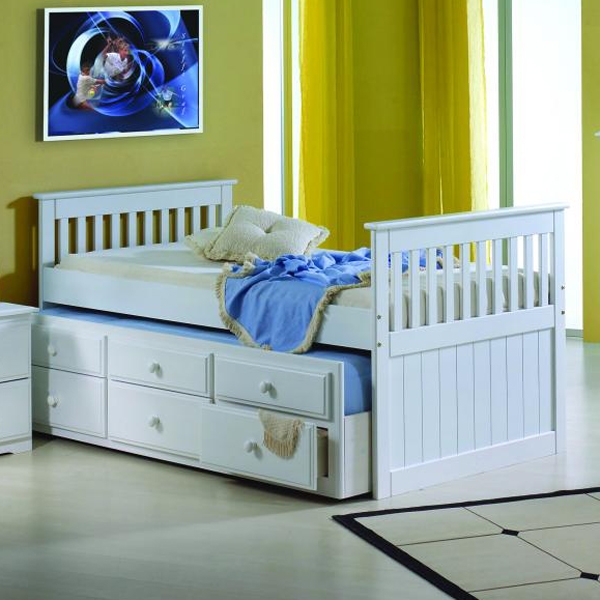 Gershwin Twin Cottage Trundle Bed - Round Knobs, White 