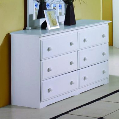 Isobel Wooden Dresser - 6 Drawers, White Finish 
