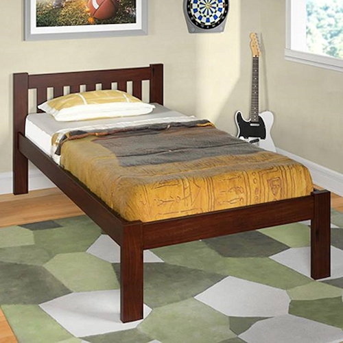 Finnegan Mission Twin Size Bed - Slats, Dark Cappuccino 