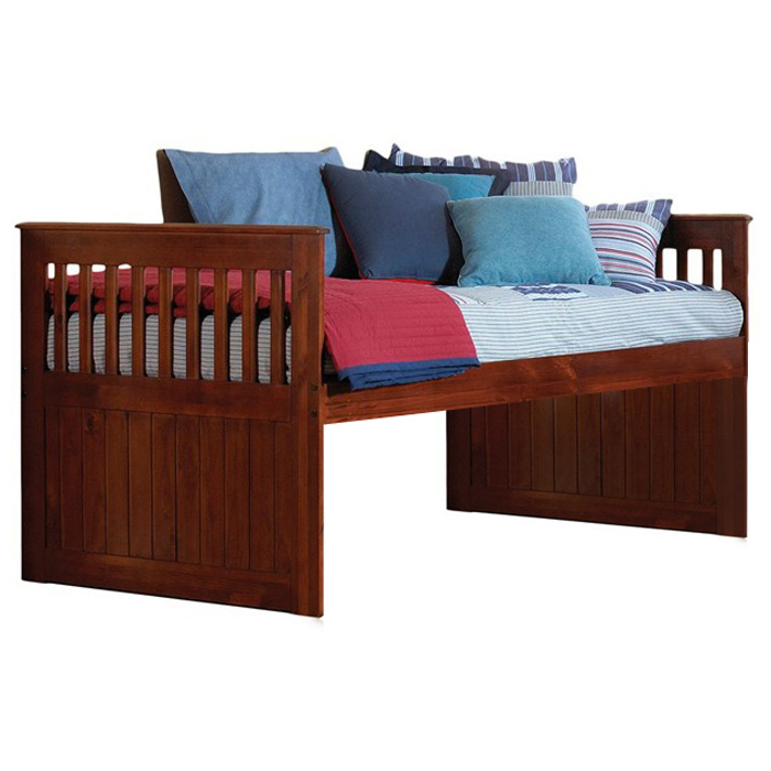 Heathcliff Twin Size Rake Bed - Merlot Finish 