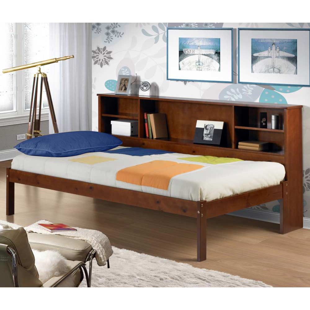 Cherokee Side Bookcase Storage Bed - Light Espresso 
