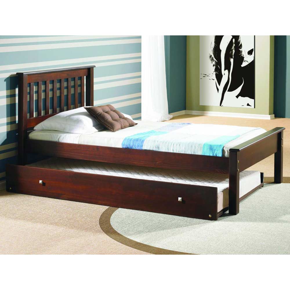 Embry Contemporary Bed - Slatted Headboard, Dark Cappuccino 
