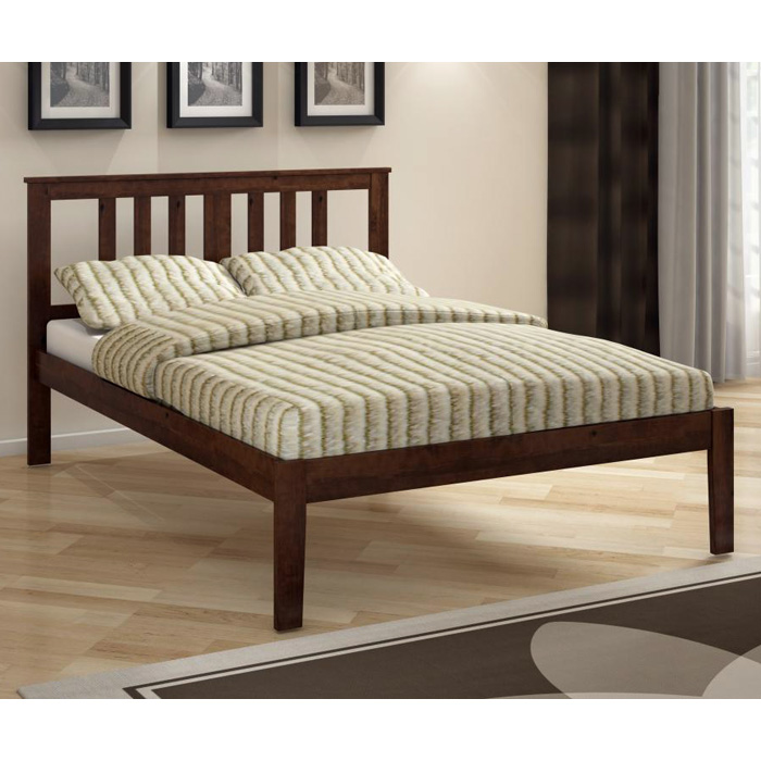 Venice Full Size Bed - Slatted Headboard, Dark Cappuccino 