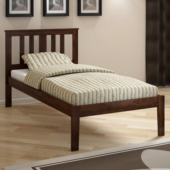 Venice Twin Size Bed - Slatted Headboard, Dark Cappuccino 