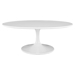 Lippa 42" Oval Shaped Coffee Table - Wood Top - EEI-1139-WHI