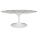 Lippa 42" Oval Shaped Coffee Table - Artificial Marble Top - EEI-1140-WHI