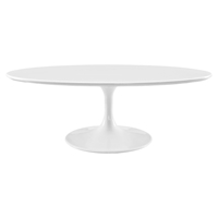 Lippa 48" Oval Coffee Table - Wood Top, White 