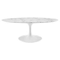 Lippa 48" Oval Artificial Marble Coffee Table - White 