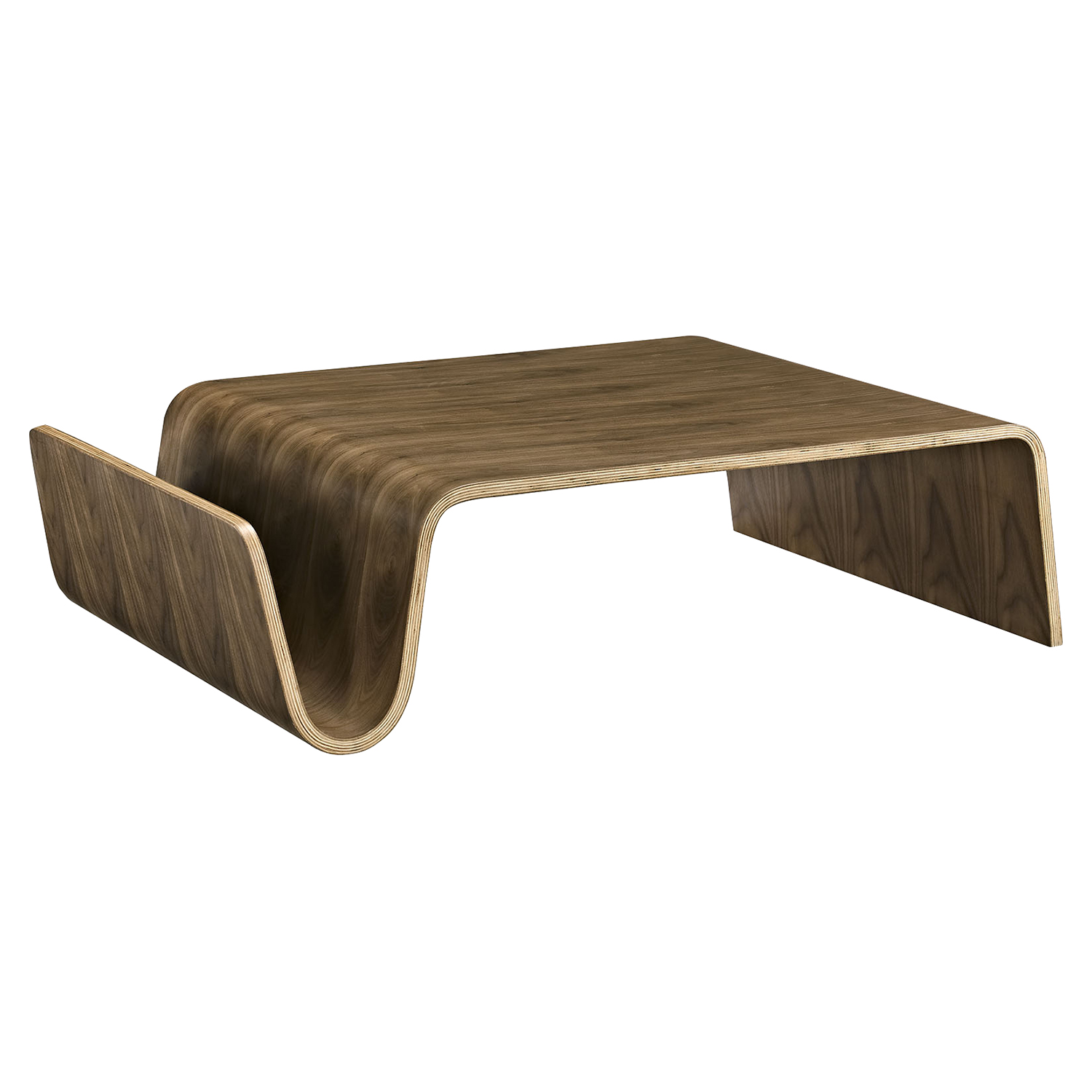 Polaris Wood Coffee Table - Walnut, Magazine Racks 