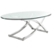 Criss Cross Oval Glass Coffee Table - EEI-659