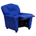 Upholstered Kids Recliner Chair - Cup Holder, Blue - FLSH-BT-7950-KID-BLUE-GG