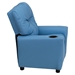 Upholstered Kids Recliner Chair - Cup Holder, Light Blue - FLSH-BT-7950-KID-LTBLUE-GG