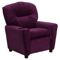 Microfiber Kids Recliner Chair - Cup Holder, Purple 