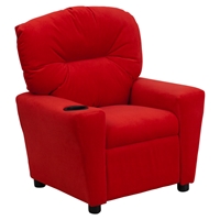 Microfiber Kids Recliner Chair - Cup Holder, Red 
