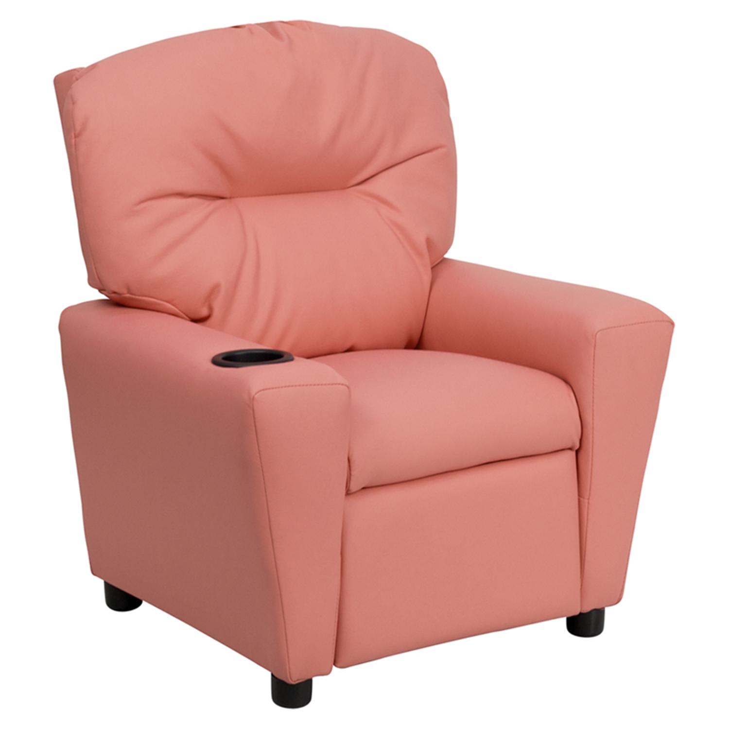 Upholstered Kids Recliner Chair - Cup Holder, Pink 