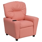 Upholstered Kids Recliner Chair - Cup Holder, Pink