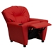 Upholstered Kids Recliner Chair - Cup Holder, Red - FLSH-BT-7950-KID-RED-GG