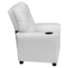 Upholstered Kids Recliner Chair - Cup Holder, White - FLSH-BT-7950-KID-WHITE-GG