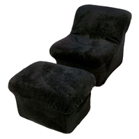 Tween Cloud Chair and Ottoman in Black Fun Fur 