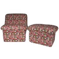 Tween Cloud Chair and Ottoman in Candyland Plaid 