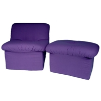 Tween Cloud Chair and Ottoman in Purple Canvas 