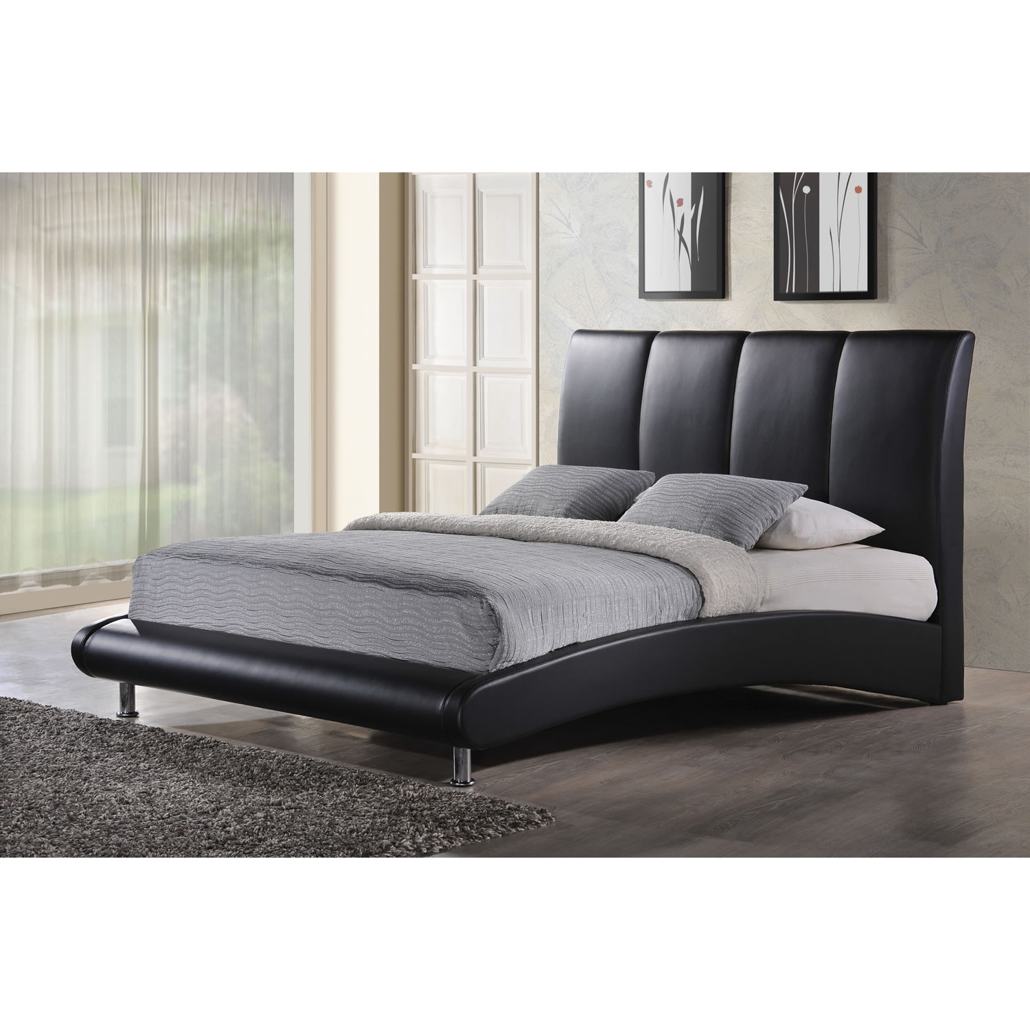 Alejandro Leatherette Bed in Black 