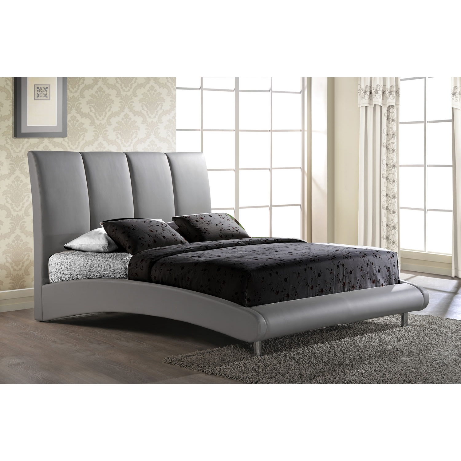 Alejandro Leatherette Bed in Gray 