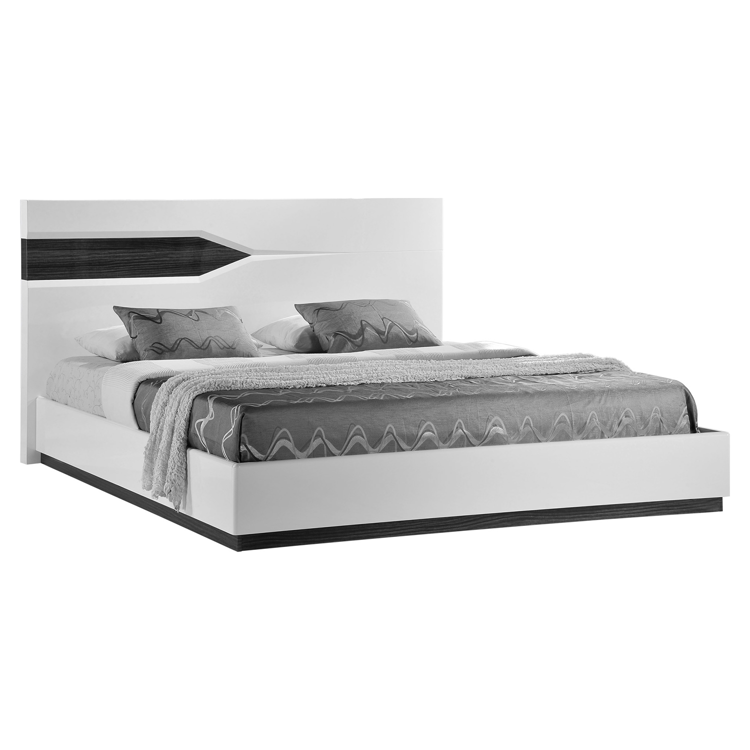 Hudson Bed, High Gloss Zebra Gray and White 